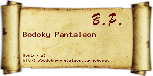 Bodoky Pantaleon névjegykártya